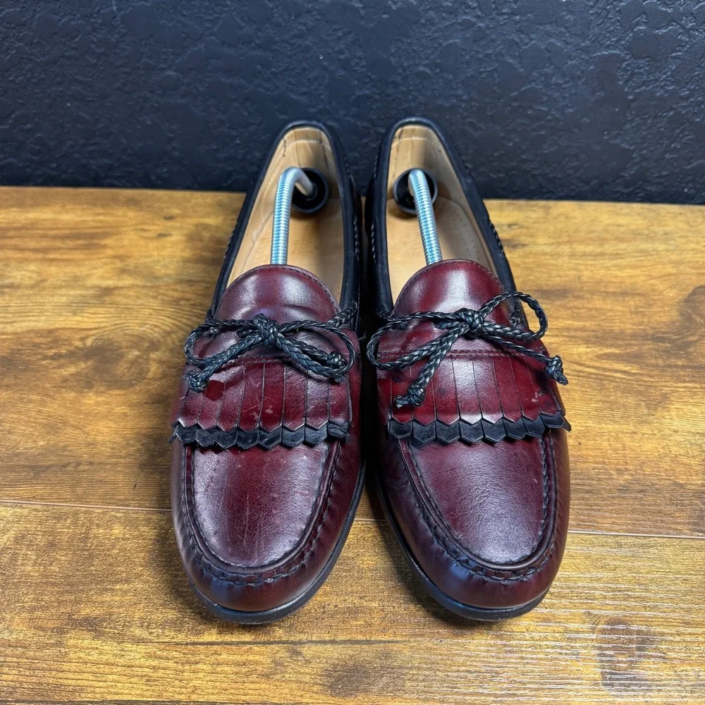 Allen Edmonds Woodstock 37564 Burgundy Leather Kiltie Tassel Loafers Mens 12 C